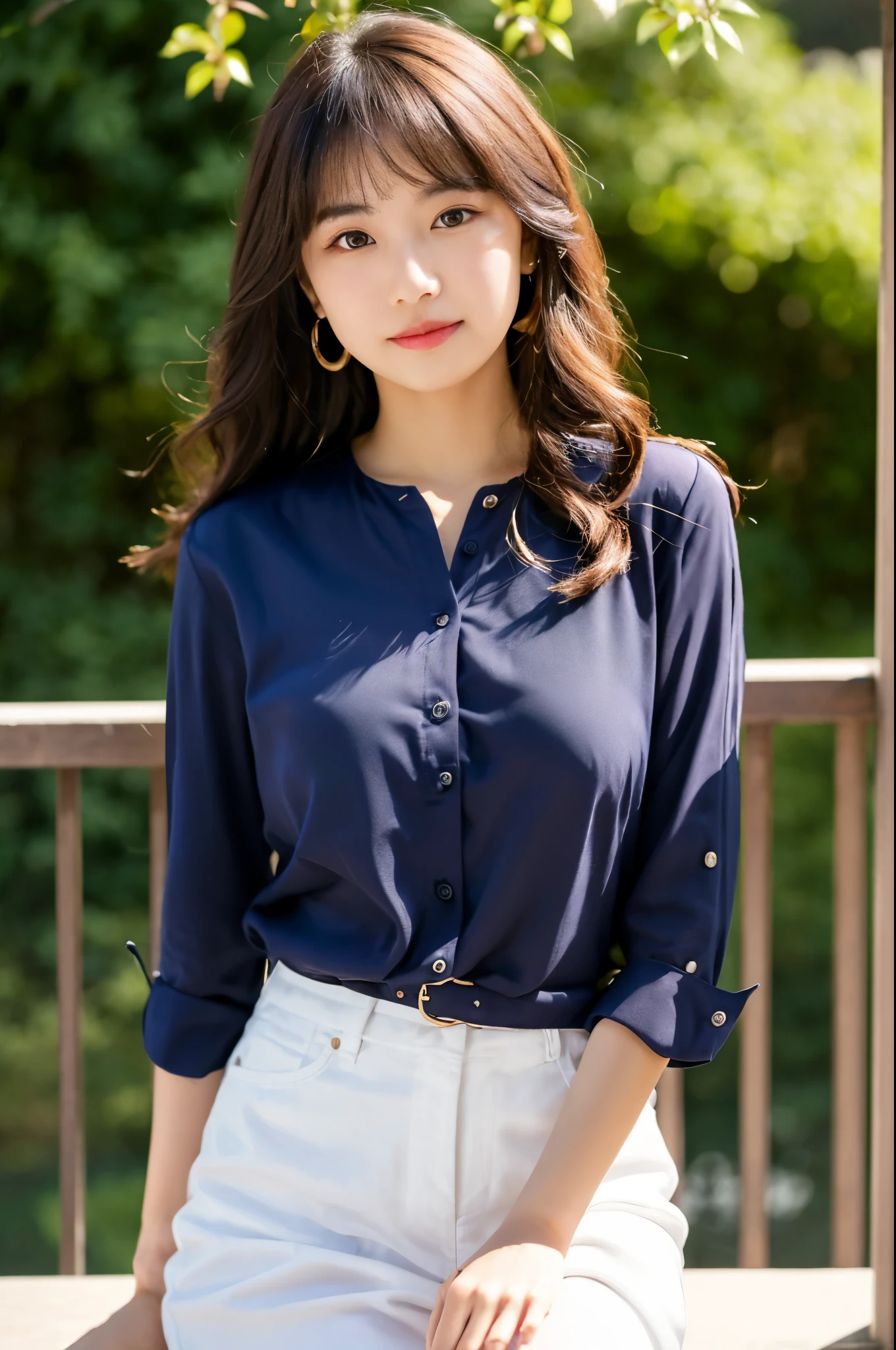 Professional, (4k photo:1.1) 、((preteen)), table top, highest quality, beautiful girl, curly hair, long hair, purple eyes, strapless blouse, long skirt