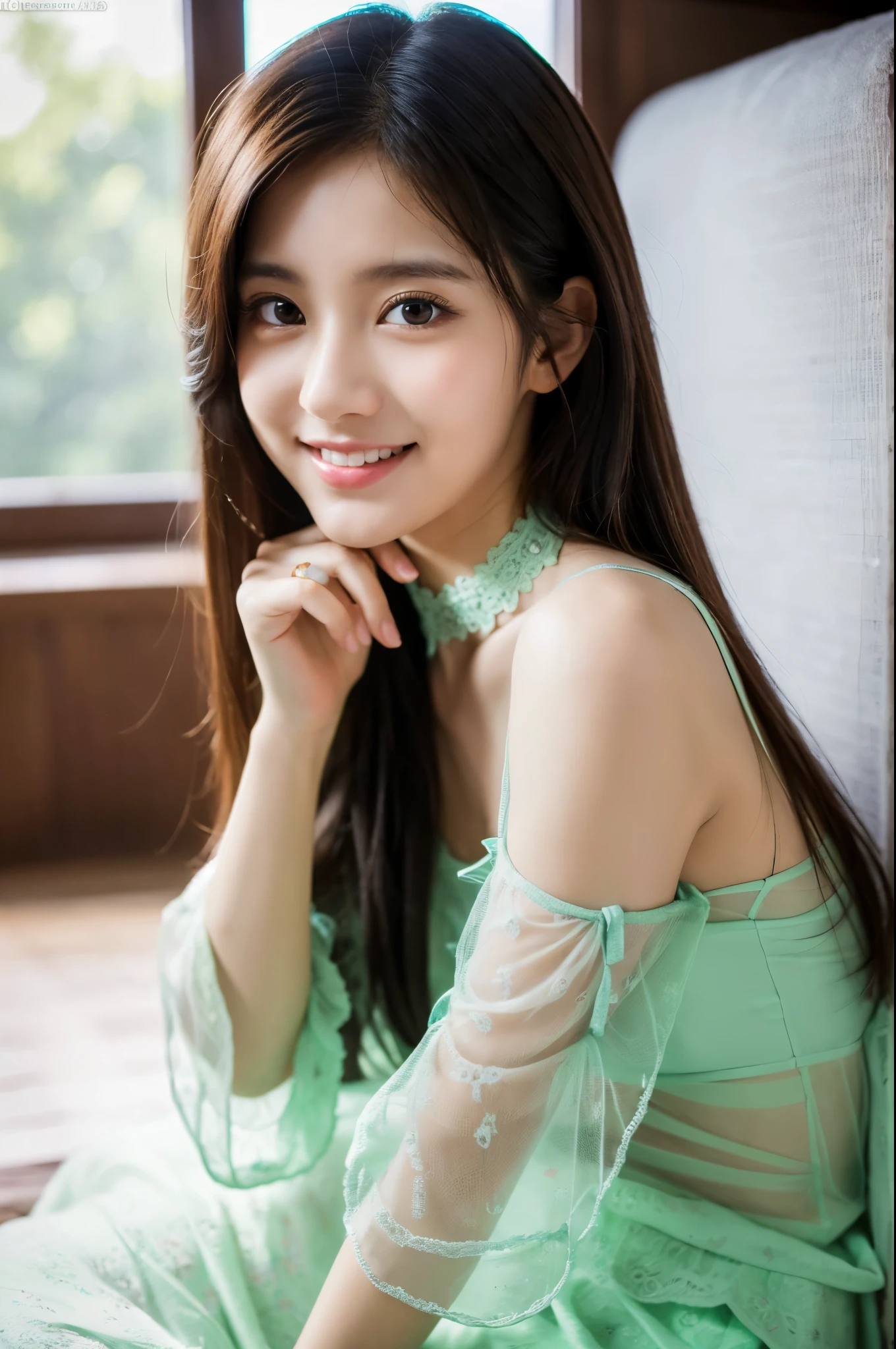 ulzzang-6500-V1.1, (Raw photo:1.2), (photorealistic), beautiful detailed girl, (See-through:1.3),  (pussy real: 1.4), very detailedな目と顔, beautiful detailed eyes,  (Strapless dress, super realistic pantyhose:1.2, black choker)、 (very affectionate smile:1.2)、huge file size, High resolution, very detailed, highest quality, [masterpiece:1.6], An illustration, very detailed, ticker, fine details, highest quality, 8k wallpaper, movie lighting, 1 girl, 17 years old, perfect body shape, cute droopy eyes beautiful big eyes、Pieck finger, ((muste piece)), best quality, 1 girl, eye shadow, upper body whole body, People photography, (full body shot:1.3)、