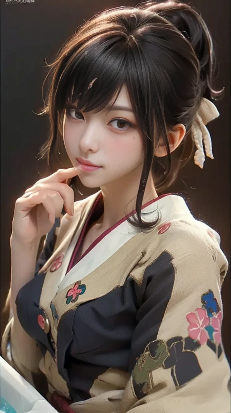 Close-up of a person touching a button on the screen, with your index finger, bite your lip, tits, (wink), focus on facial details!!!!!!, sex, cute kiss together, zerochan, far!!, gapmoe yandere, Download contents, 🚿🗝📝, Ahegao, by Hitoshi Homura, yandere