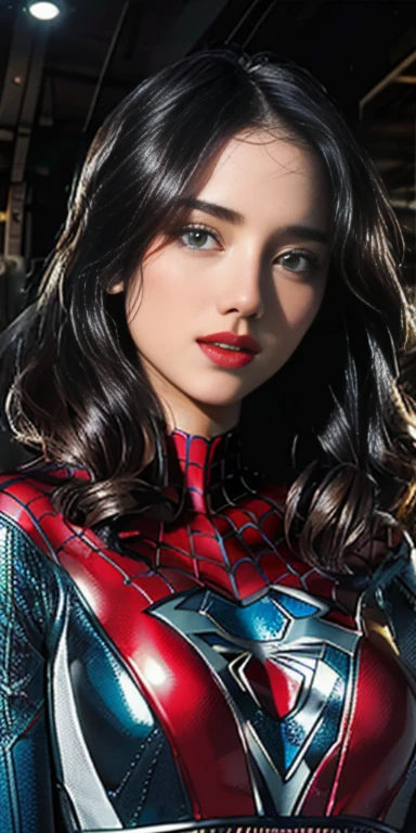 (1girl:1.3), solo, (((extremely detailed face))),(((extremely detailed eyes and face))),beautiful detailed eyes,body-parts__, official art, unified 8k wallpaper, super detailed, beautiful and aesthetic, beautiful, masterpiece, best quality, raw, masterpiece, super fine photo, best quality, super high resolution, photorealistic realism, sunlight, full body portrait, amazing beauty,, dynamic pose, delicate face, vibrant eyerom the front), she wearing a Spider-man suit, red and black color scheme, spider, very detailed abandoned warehouse background, Detailed face, detailed complex busy background, messy, gorgeous, milky white, highly detailed skin, realistic skin details, visible pores, sharp focus, volumetric fog, 8k uhd, DSLR, high quality, film grain, fair skin, photo realism, lomography, huge metropolis in future dystopia, seen from below, translucent