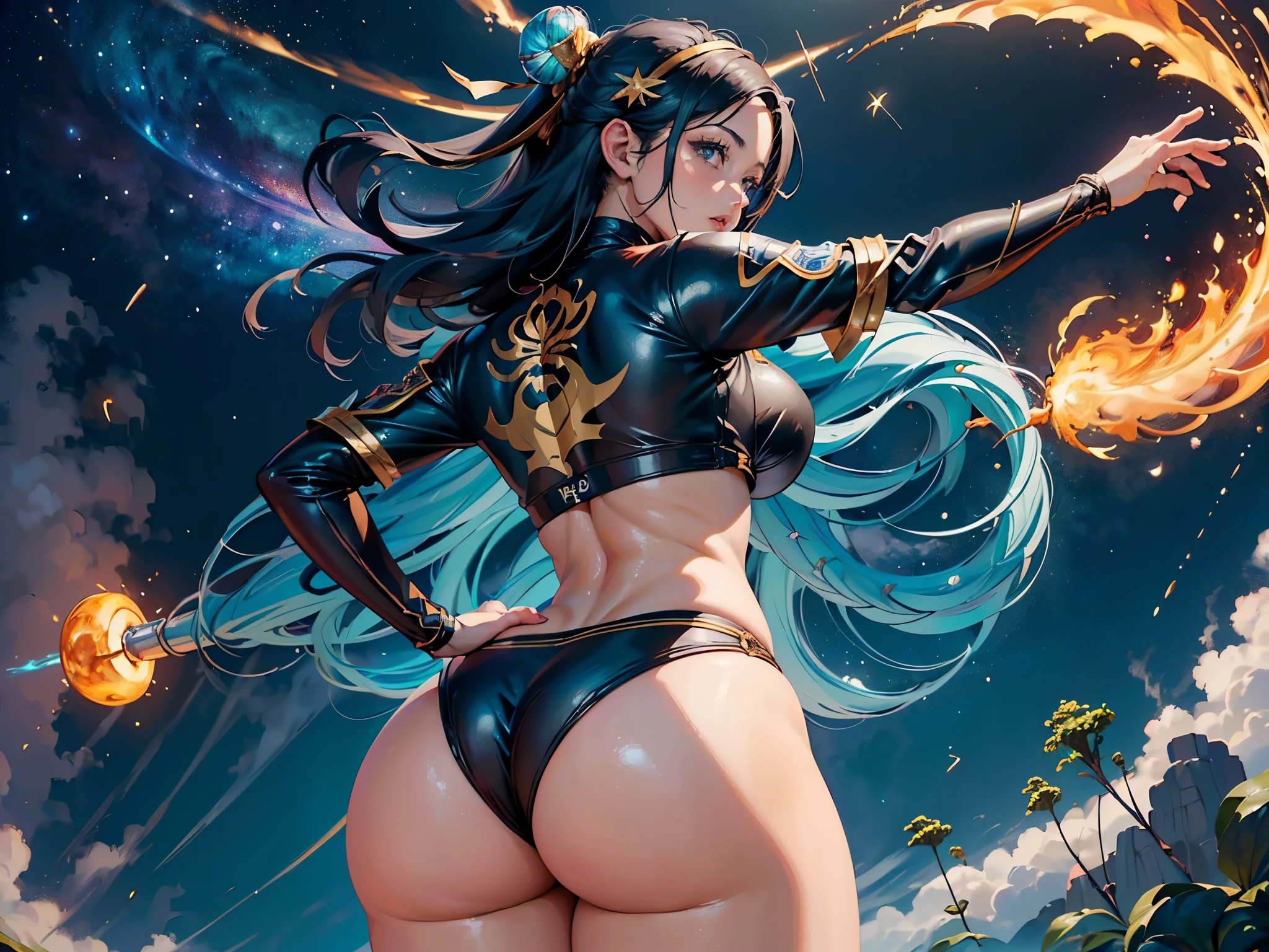 Mulher de costas olhando para tras, (( pintura a oleo )), corpo atletico, ((( quadris largos ))), ((( Lexus_Hanabi type booty ))),  (( bunda enorme )), cabelos castanhos, ((Thicc)), grande bunda, ((((( calcinha branca ))))), ((cropped preto)), ((roupa curta)), roupa apertada, curvas acentuadas. ((seios enormes)), (( 12k Detalhamento )), , ((Visao de tras)), (( olhando para tras)) - ((((( Painting - Style illustration of women posing for a pquenteo, artegerm and Genzoman, artgerm extremamente detalhado, Range Murata and artegerm, estilo artgerm, Modelo IG | artegerm, Wlop and artegerm, artegerm and Rossdraws, artegerm. anime illustration, quente, peitos grandes, quadris largos, coxas grossas )))))