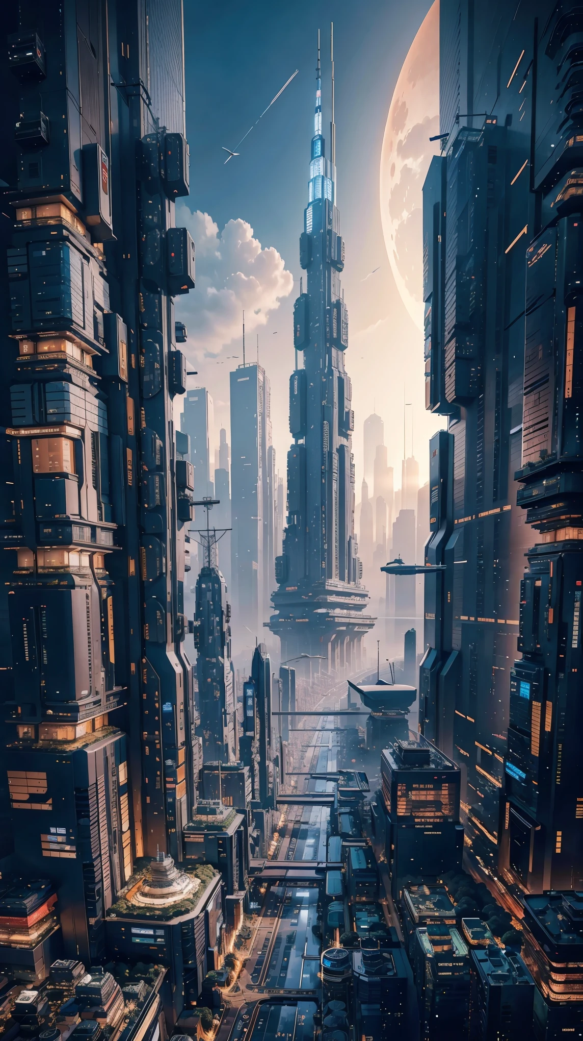 Tokyo 1000 years from now as seen from the sky,master piece,highest quality,ultra high resolution,(Super detailed:1.2),8K,photorealistic,best aesthetic,beautiful
