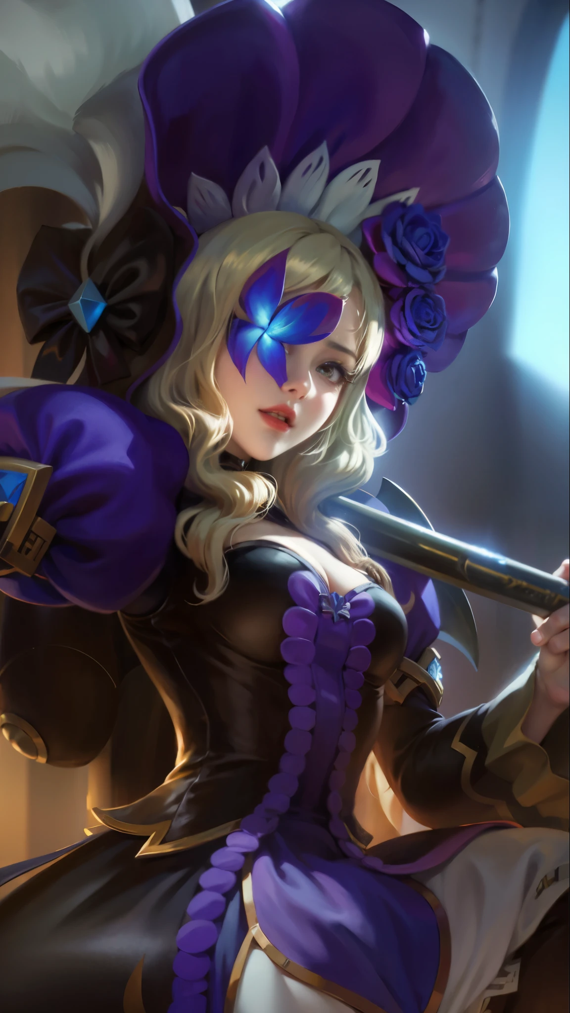 a close up of a woman wearing a red hood like a ruby wearing a patch over one eye, shadowbringers cinematic, 4 k detail fantasy, a beautiful fantasy empress, game cg, xianxia fantasy, xianxia hero, 2. 5 d cgi anime fantasy artwork, cinematic goddess close shot, ruan jia and artgerm, wow 4 k detail fantasy, hyperdetailed fantasy character