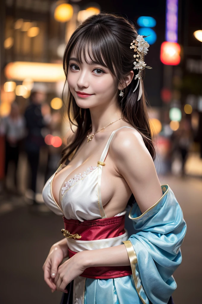 muste piece、best quality、An illustration、Super detailed、fine details、High resolution、8k wallpaper、perfect dynamic composition、beautiful detailed eyes、((Furisode costume:1.4))、((open your mouth:1.2))、open leg、lifting skirts、Remove the bra、Flip up your skirt and show your panties、santa panties、medium hair、natural color lip、beautiful lips、necklace、(A glimpse of the cleavage of the chest:1.1)、F cup beautiful breasts、random sexy poses、smile、(The body is facing forward、direction:1.3)、Cabaret Club、20 year old girl、cowboy shot、night city street、Kneeling Beauty、A beautiful woman who made a mistake and was arrested、be imprisoned in prison、Both arms are tied behind the back、Confined、Open your mouth and drool、I&#39;m embarrassed and my cheeks turn red、