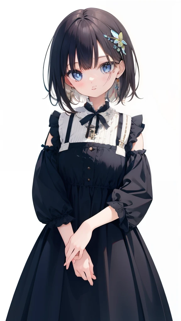 girl、Dress with key motif decoration、Standing picture、
