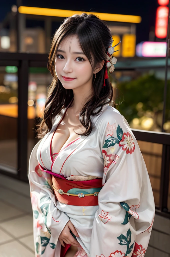 muste piece、best quality、An illustration、Super detailed、fine details、High resolution、8k wallpaper、perfect dynamic composition、beautiful detailed eyes、((Sheer long-sleeved kimono costume:1.4))、A glimpse of red lingerie、((open your mouth:1.2))、open leg、lifting skirts、Remove the bra、Flip up your skirt and show your panties、santa panties、medium hair、natural color lip、beautiful lips、necklace、(A glimpse of the cleavage of the chest:1.1)、F cup beautiful breasts、random sexy poses、smile、(The body is facing forward、direction:1.3)、Cabaret Club、20 year old girl、cowboy shot、night city street、Kneeling Beauty、A beautiful woman who made a mistake and was arrested、be imprisoned in prison、Both arms are tied behind the back、Confined、Open your mouth and drool、I&#39;m embarrassed and my cheeks turn red、