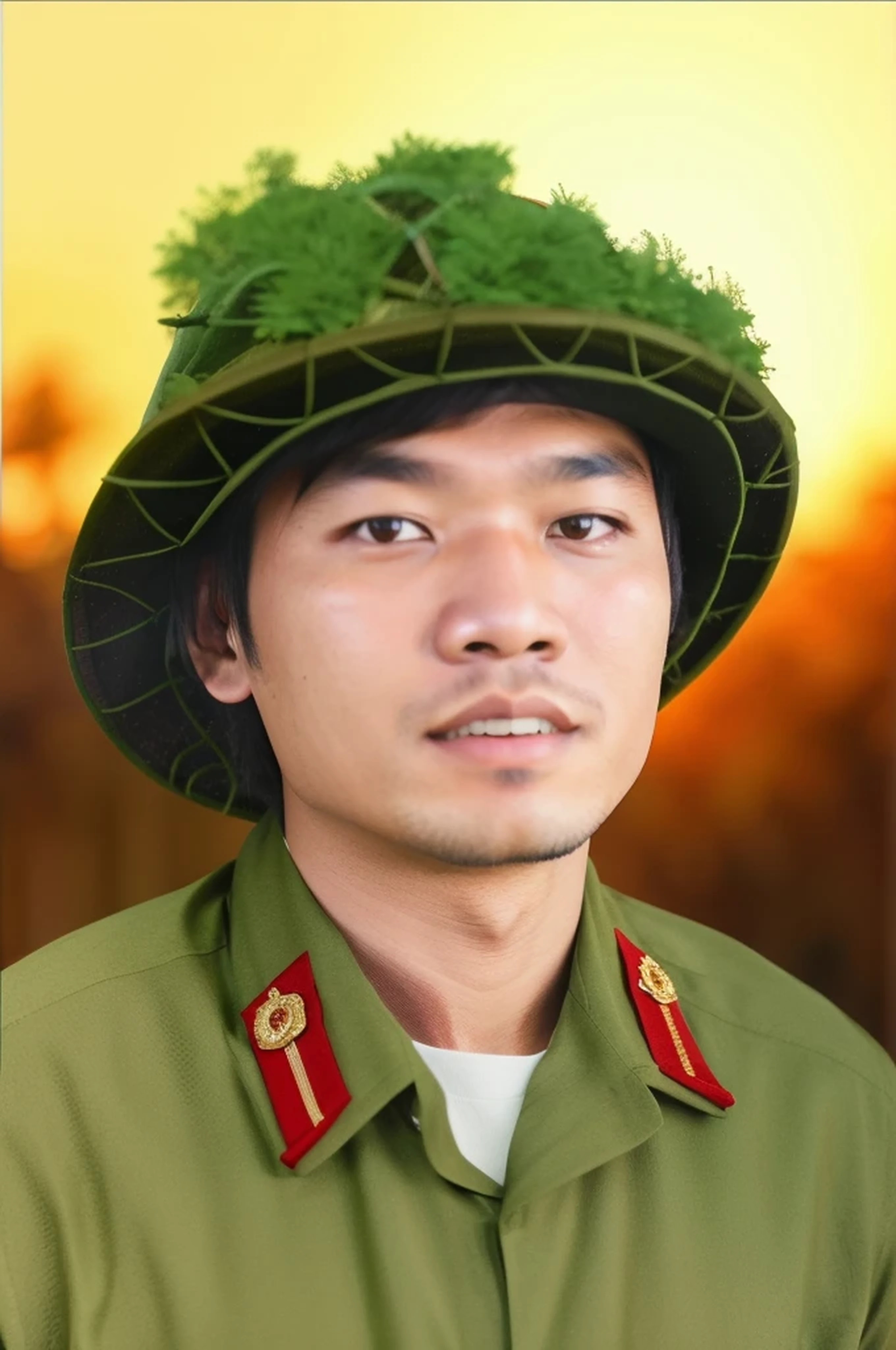 homme,porter les vêtements de l'équipe vietnamienne,le capitaine a dit que les arbres avaient des arbres,