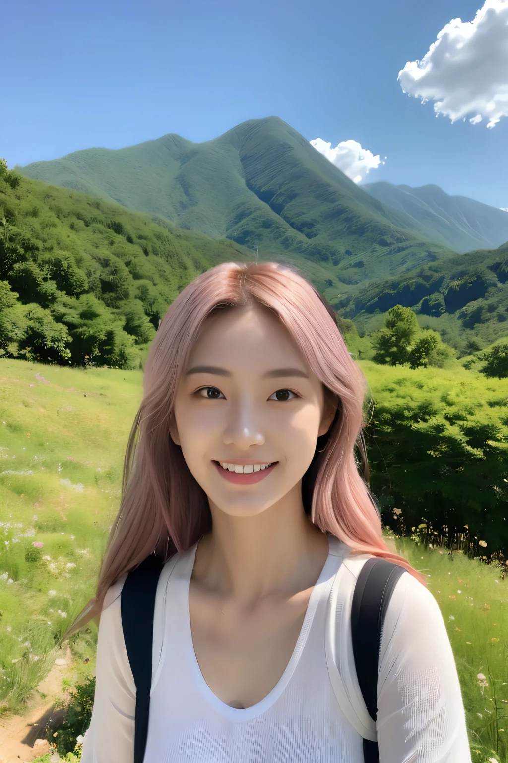 colors the hair of the selected areas like the rest of the hair, photo realistic hair
