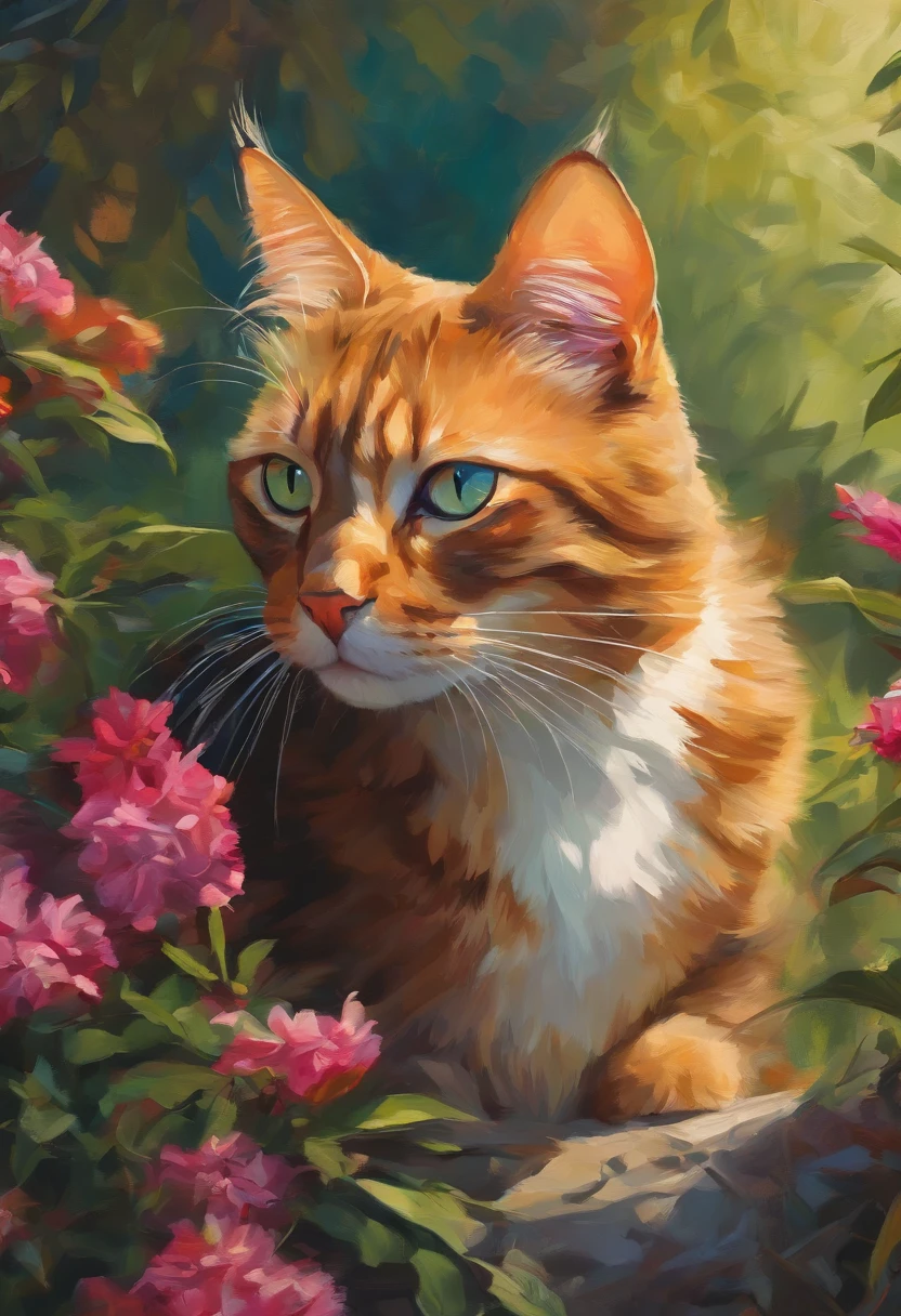 wallpaper 🐈⬛, scared cat, digital illustration, Erin Hanson, Oil paint, vivid colors , Watercolor, Art Station Trends, sharp focus, studio photography, intricate details, very detailed, Greg Rutkowski(Greg Rutkowski)