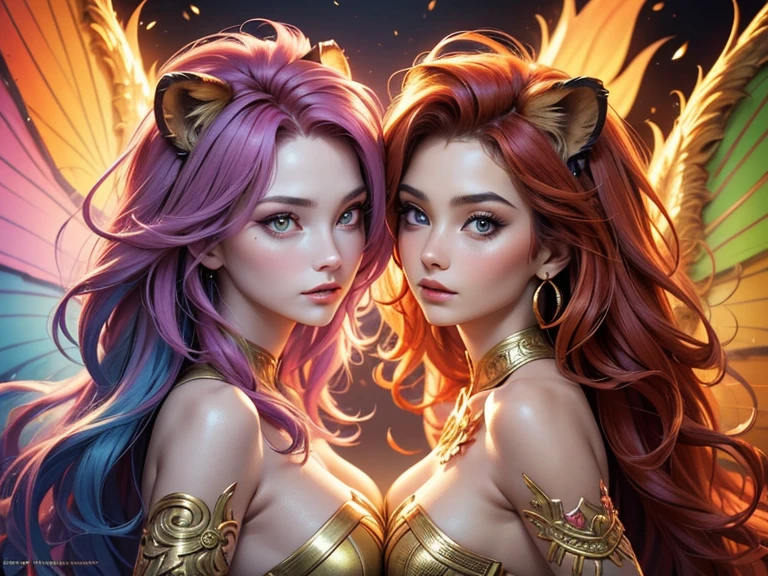There is a close up 2 kissing females one of then is holy knigh and other is demonic succubus queen, they hugging each other and passionaly kissing on the bed, (ultra high quality fantasy art, dafk fantasy style, masterpiece, ultra highquality character design, 8k quality anime art, realistic anime art, top quality wallpaper illustration, detailed ultra high quality acurate face, highquality design and acurate physic)