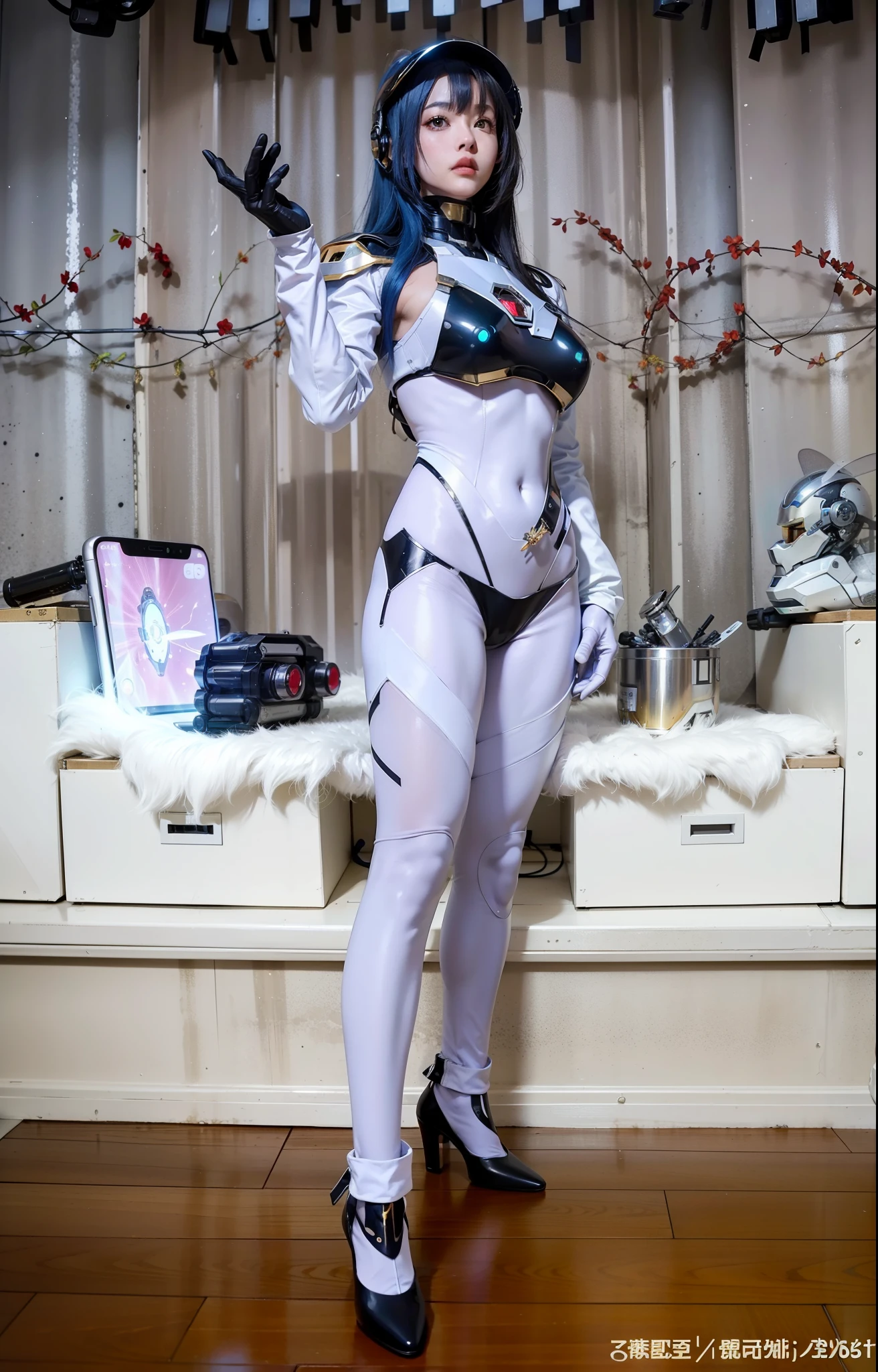 best quality,gold jewelry,Fairy skin,(Every time :1.2),Everlasting,super detailed,actual,high quality,film lighting,Ray tracing,ultra high definition,upper part of body, Future Iron Man mecha,Filming,tank battery,Launching equipment,Large-caliber artillery,Ros Tran 8K,mechatankcyberarmoredchariotgirl,Wearing a cyberpunk stamina helmet,Wearing a glowing space helmet,High-tech motorcycle helmet,There a breathing light on the body,The armor of the future shines,Armed electromagnetic gun,Mecha style,