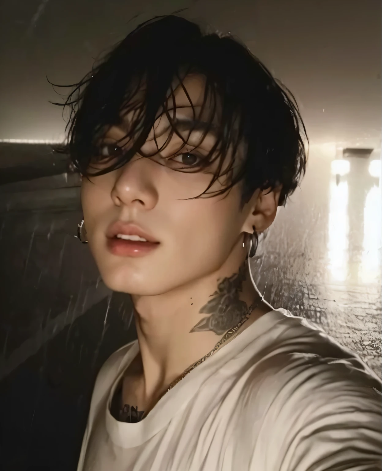 Homem de cabelo preto, bts, jeon jungkook, Adorable Wan with Korean face, hyung kook, beautiful androgynous prince, jovem, grupo bts, inspirado em Jungkook