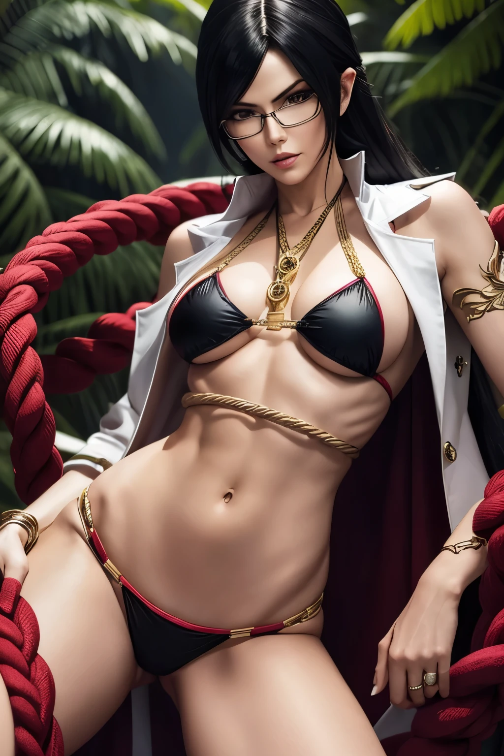 Full-body Bayonetta wearing micro rope bikini