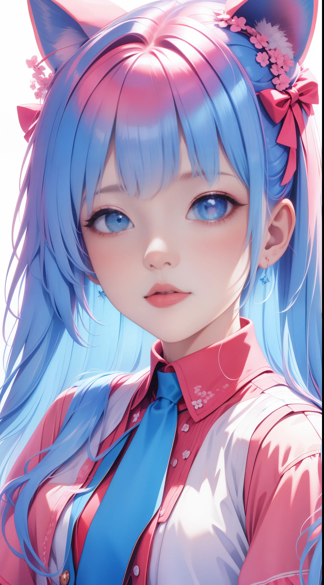 Close-up of a woman with blue hair and a red heart, anime style 4 k, anime styled digital art, anime styled, close up portrait,anime style. 8k, Anime feelings, anime styled 3d, anime style artwork, anime styleความสมจริง, Anime is an inspiration., anime style 3 มิติที่สมจริง, 1 7 years - German anime girl Detailed digital anime art
