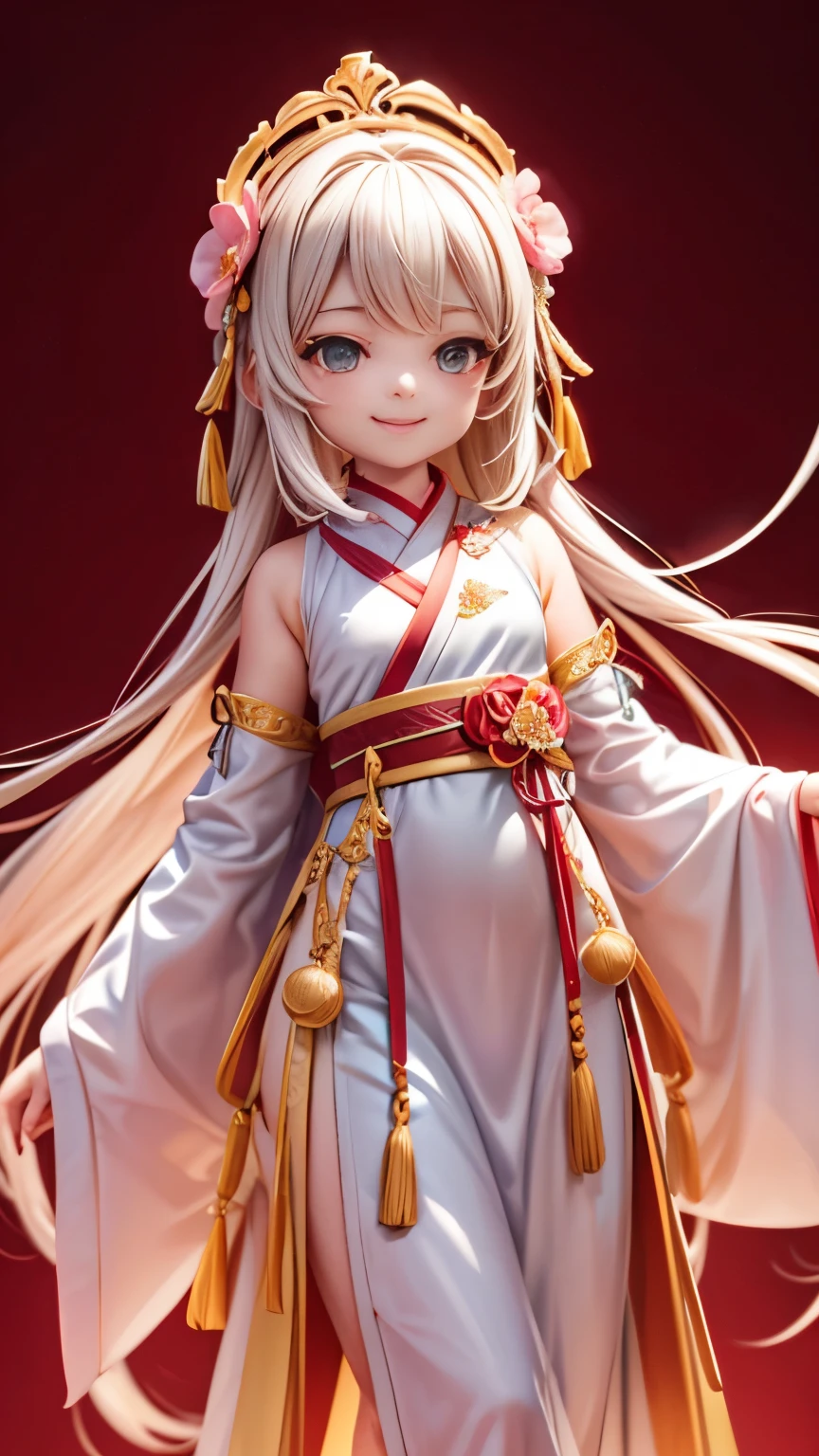 cinematic angle,( cute girl child,anatomically correct,whole body,masterpiece camellia,masterpiece Hanfu,smile),(figure, art,3D rendering),(very colorful, highest quality, highly detailed, masterpiece, cinematic lighting, 4K, chiaroscuro)