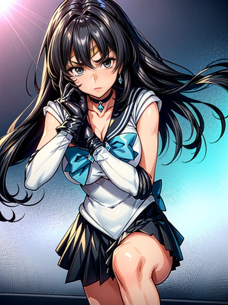 (((Sailor Pluto:1.6)))、smile, View your viewers, (((Sailor Warrior Uniforms:1.8))), skirt, gloves、((8K)), ((32k)), ((Highest quality)), ((masterpiece)), ((超High resolution)), ((Tmasterpiece)), (((head shot:1.6)))、((8K)), ((32k)), ((Highest quality)), ((masterpiece)), ((超High resolution)), Fine skin、Expose your shoulders、魅惑的なsmile、Brown Hair, Brown eyes, Long and high ponytail、1 person、Age 25, Japanese Mature, beautiful指, beautiful長い脚, beautiful体, beautiful鼻, beautifulキャラクターデザイン, Perfect Eyes, Perfect Face, jewelry, See through, smile、hair ornaments, king of fighters、 (Tabletop, Highest qualityの, Highest quality, beautifully、beautiful: 1.2), Very detailed, More detailed,適切な体のProfessionalポーション,Tabletop,Ultra-high quality output images,High resolution,Intricate details,Very delicate and beautiful hair,Realistic photos,dream-like,Professionalの照明,Realistic Shadows,Focus Only, (Big Breasts:1.2,) , フローティングskirtFine skinの質感, High quality fabric, High quality metallic texture、((Beautiful and dense face))、RAW Photos、Professional, Ultra-fine painting, ((alone)), beautiful胸、Highest quality, Very detailed, Very detailed詳細, Finer details, so beautiful,(Five Fingers, Four fingers and thumb),Concept Art, Anime fantasy artwork, Detailed fantasy art,8KHigh resolution, Detailed Art, 8 Slim legs, Defined, Defined fingers
