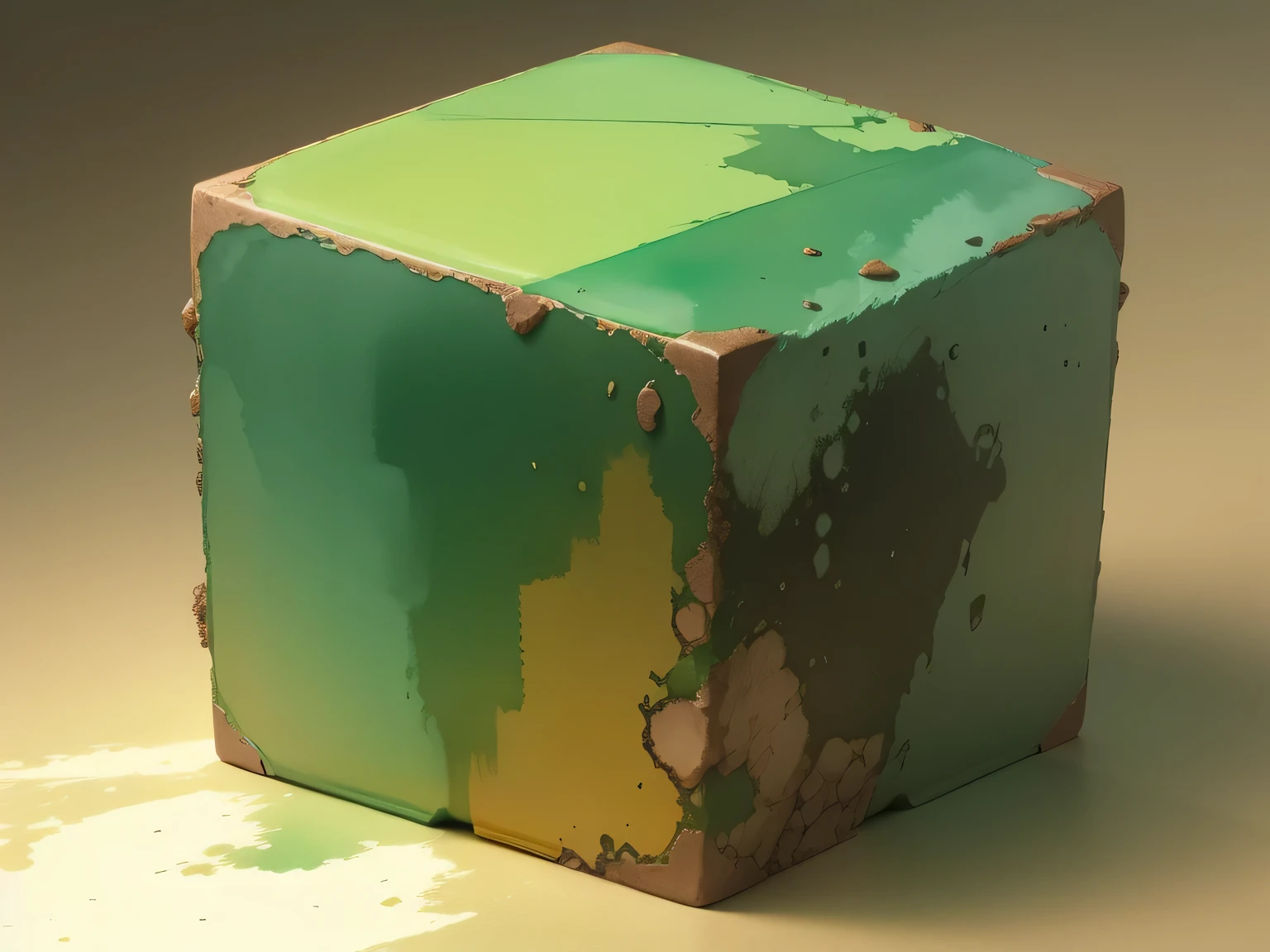 dirty cube green tosca color with watercolor effect