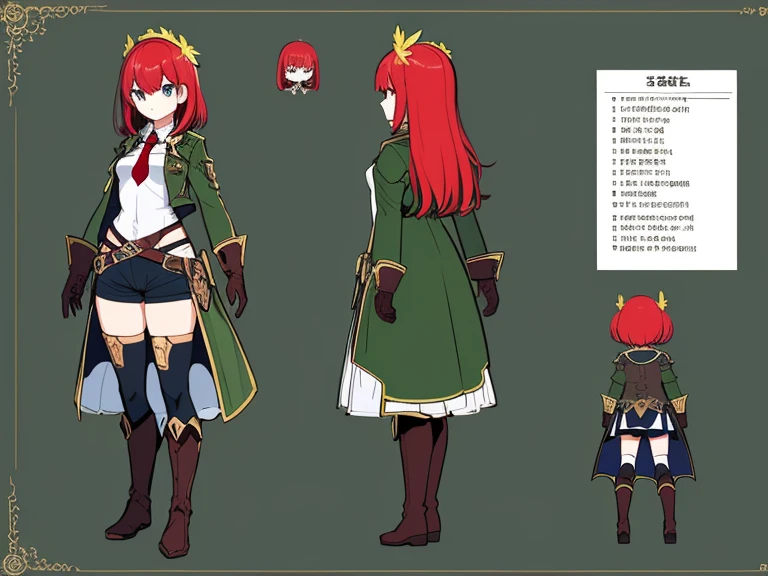 The woman, large breasts, Long red hair, Black Dress, amber eyes, pointed ears (Characteristics sheet:1) (Multiple Kinds of Whole Body Upper Body Reference Sheet:1)