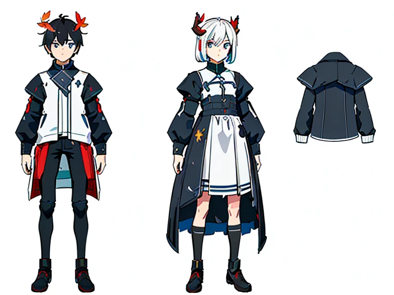 Little girl, robot horse,Type sheet, Character Sheets, Three types,full body shot,Game Character Design,h1girl in, ((Character information)、(Chara Leaf)、Type sheet, Character Sheets, Three types,full body shot,Game Character Design,Colorful, detailed young man, Two thin horns,illustration,Realistic,Harmonious colors,daylight,forest setting, masterpiece: 1.6, Best quality: 1.4, Live Image: 1.2, complex parts: 1.2, charternerv2: A complete change in body character,
appearance: detailed eyes, High-quality eyes,
(single background, White background: 1.3), several views, Multiple images of the same character in the same outfit: 1.3.