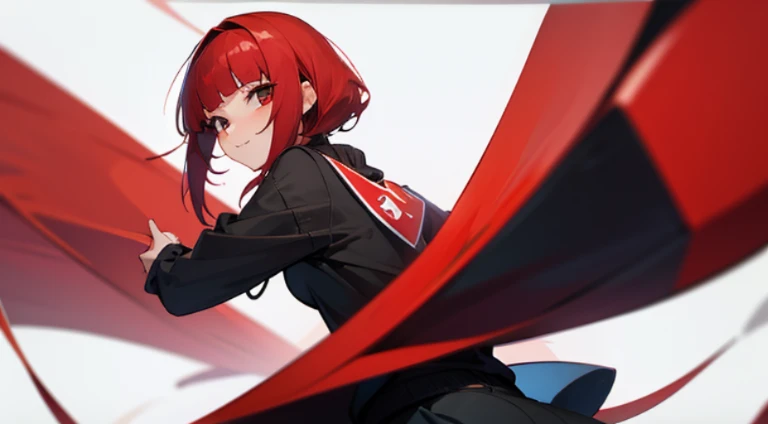 Red hair, Red hair, blunt bangs, streaming girl, gamer girl, makeup Uljan, loose pullover, -- auto