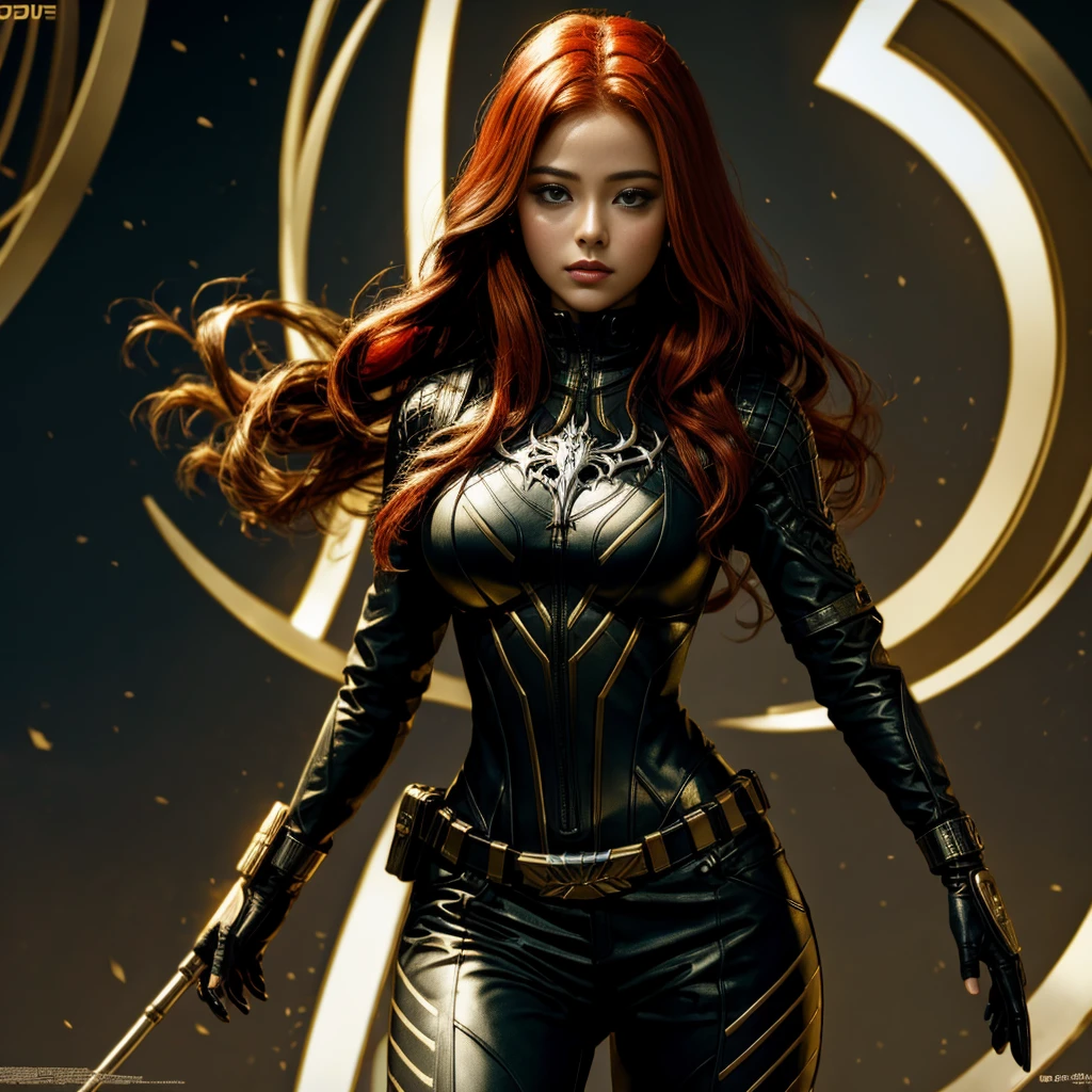 ((best quality)), (highly detailed:1.2), masterpiece, ((official art)),1girl, solo, 25 years old,
symbiote,mj marvel comics ,SVGM, long rubin red hair, hourglass body, big breast, venom symbol on chest, fit body,