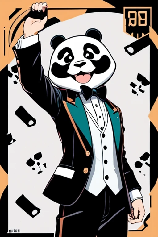 anime style、panda、tuxedo、Muscle