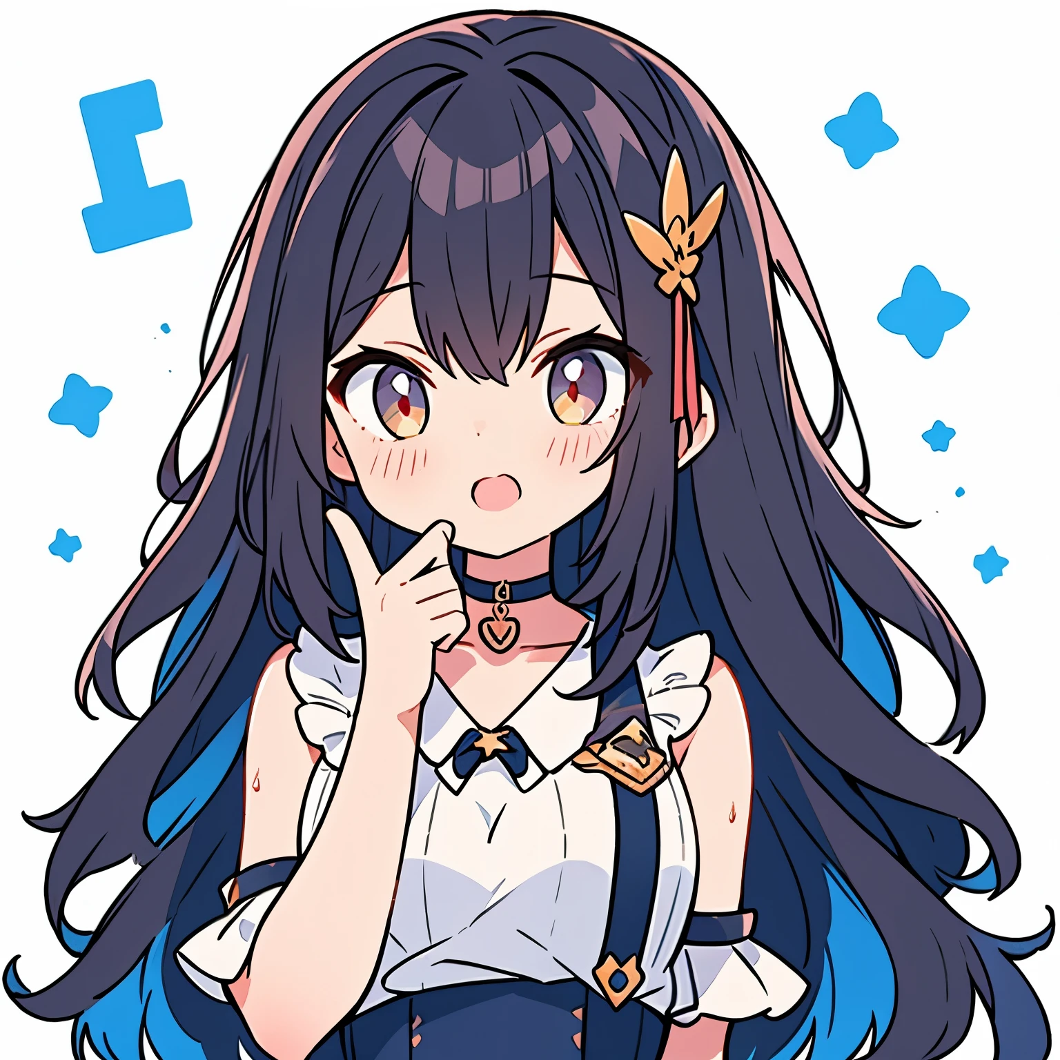 girl、cute、black hair、choker、color palette(pink、white