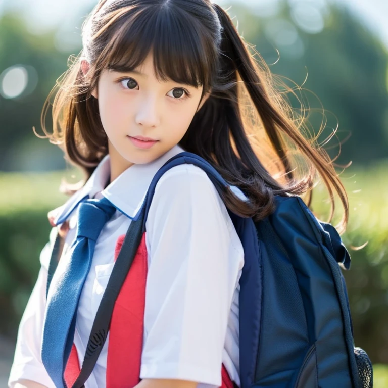 high school girl,cute、one girl、The whole body is reflected、