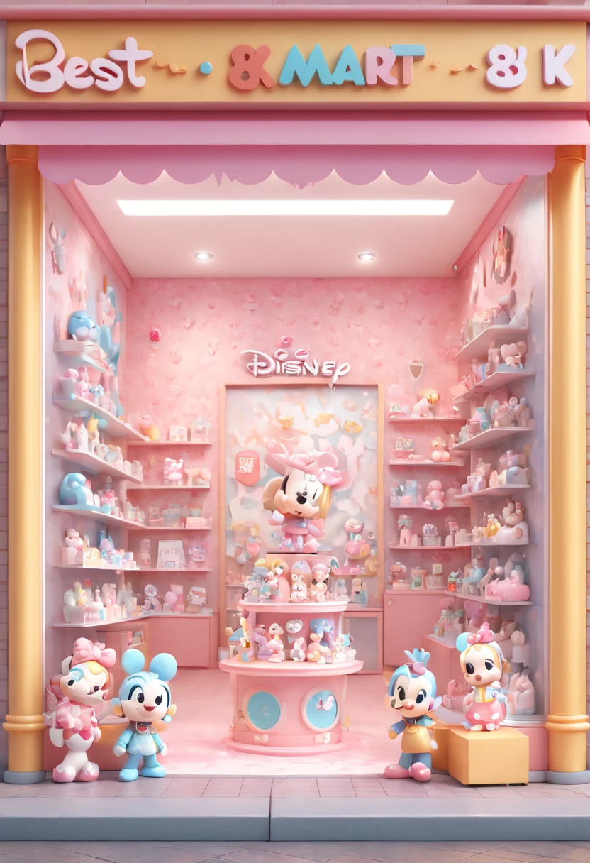 Toy Store Window Display, Disney Style, chibi, kawaii art, Blind box style, POP MART, octane render, enhance, intricate, (best quality, masterpiece, Representative work, official art, Professional, 8k wallpaper:1.3)