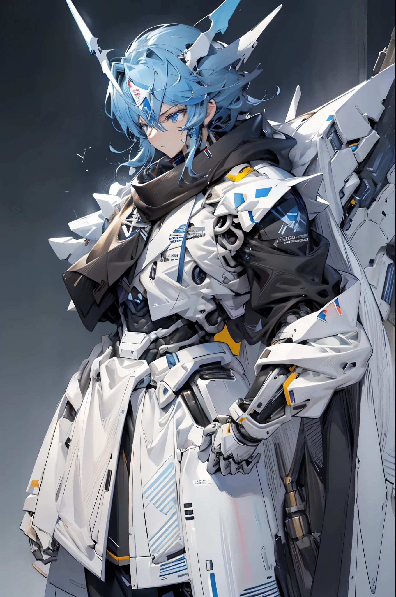 Giant exoskeleton robot,postura forte,alto contraste,corpo roxo e branco,Color of the starry sky,Luz de energia azul,Kamen Rider,Carregando uma katana grande no ombro,Asas de Gundam,mechanical sense,Blindagem de cobertura total。