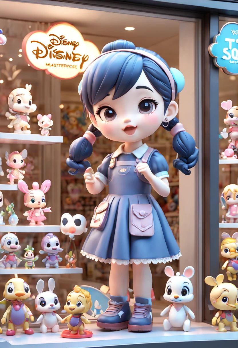 Toy Store Window Display, Disney Style, chibi, kawaii art, octane render, enhance, intricate, (best quality, masterpiece, Representative work, official art, Professional, 8k wallpaper:1.3)