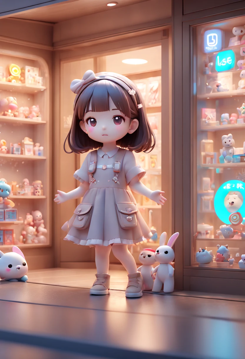 Toy Store Window Display, chibi, kawaii art, octane render, enhance, intricate, (best quality, masterpiece, Representative work, official art, Professional, 8k wallpaper:1.3)