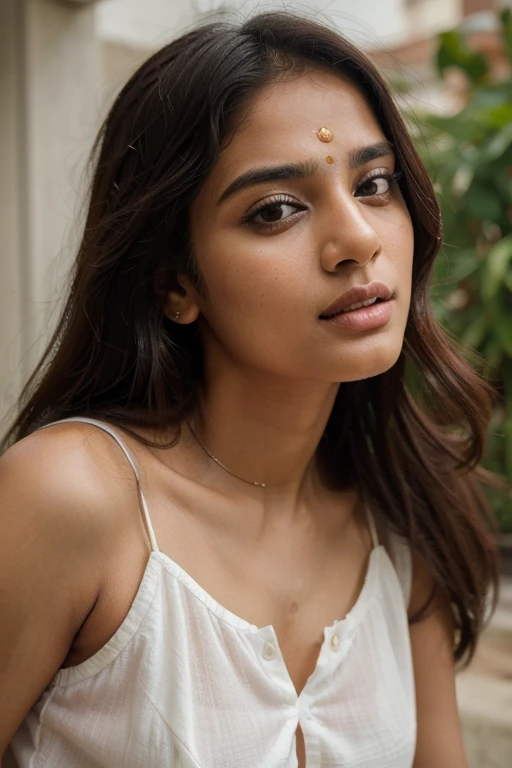 (((Masterpiece, highest quality)))), professional photo for an Indian Model Woman her age is 30. Make Face into Straight on Picture. White Cute Girl.