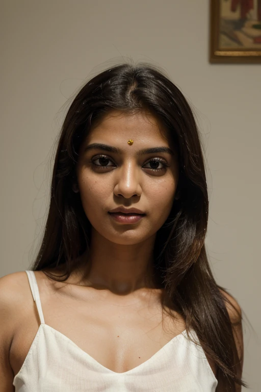 closeup portrait photo of Indian beautiful 26 y.o woman, makeup, 8k uhd, high quality, dramatic, cinematic,nude body 