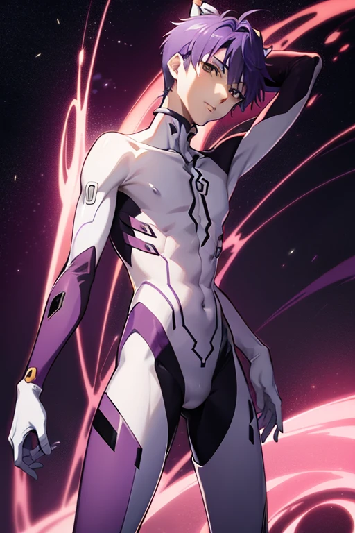 draw a pornagraphic image of Shinji Ikari(male) from evangelion, (nude),(shinji in fighting pose),(full body)