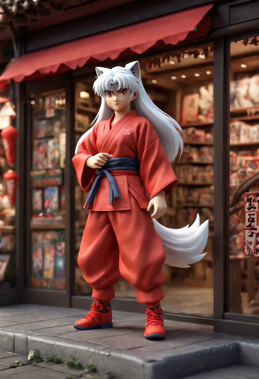 cartoon "Inuyasha", Toy Store, Window Display, octane render, enhance, intricate, (best quality, masterpiece, Representative work, official art, Professional, 8k wallpaper:1.3)