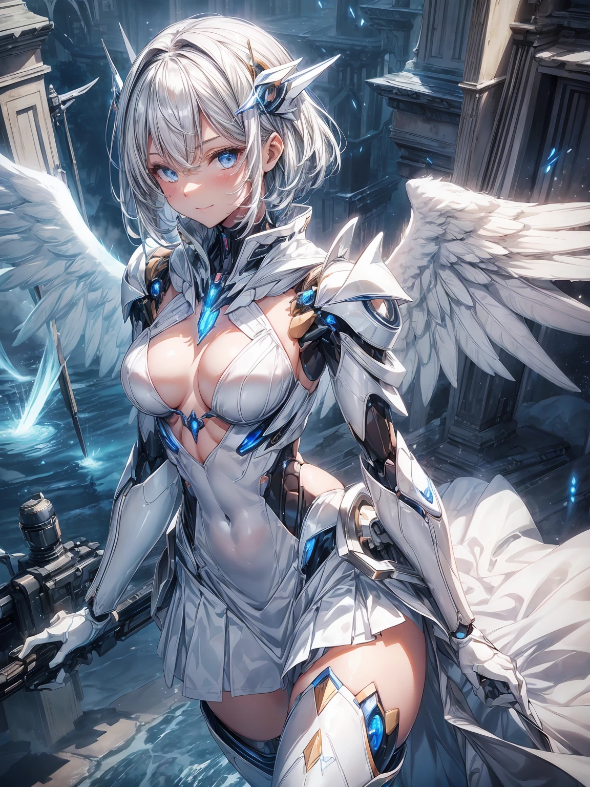 (delicate manga style:1.1), cool beauty, (one woman:1.0), (20 years old single:1.0), (small breasts:1.2), outdoor, Day, sunny, fly outdoors, over european cities,
(wide shot:1.0), (Depth of written boundary:1.1), (From the side: 0.7), (From above:1.0),
Blake
(anime face:1.0), (clear blue eyes:1.0), (Cybernetic Genoid:1.1), (highly detailed mecha suit:1.3), (white gothic cuirass:1.2), (silver short hair:1.0),
(white luxury wizard dress skirt:1.3), (decorative embroidery:1.0),
(angel wings:1.1),smile、close your mouth