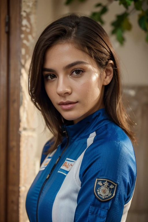 Breathtaking cinematic photo of a 30 year old girl with By the chestnut and Brown eyes, feliz, happy expression, boca cerrada, hermoso lips, detalles intrincados, Poca profundidad de campo, muy detallado, alto presupuesto, epic hollywood movie, gorgeous, obra maestra, premiado, profesional, muy detallado, textura de piel detallada, (rubor: 0.5), (piel de gallina: 0.5). (the most hermoso woman in the world) (By the chestnut) (pelo corto y rizado, Cabello salvaje, corte elegante) cara delgada, nariz fina, hermoso, very hermoso, perfecto face, esbelto body (esbelto), (By the chestnut) (Brown eyes ) (piel blanca) cuerpo hermoso, cara occidental, ojos depredadores, Labios rosados, muslos gruesos. cuerpo completo, belleza occidental, nariz fina, hermoso, perfecto, ((Mejor calidad)), ((Ultraresolution)), ((fotorrealista: 1.4)), (detalles intrincados), perfecto face, constituir: 1.5 , cara clara, Detalles faciales. vista frontal ((uniforme, tactical suit, disfraz de agente, ESPIAR))