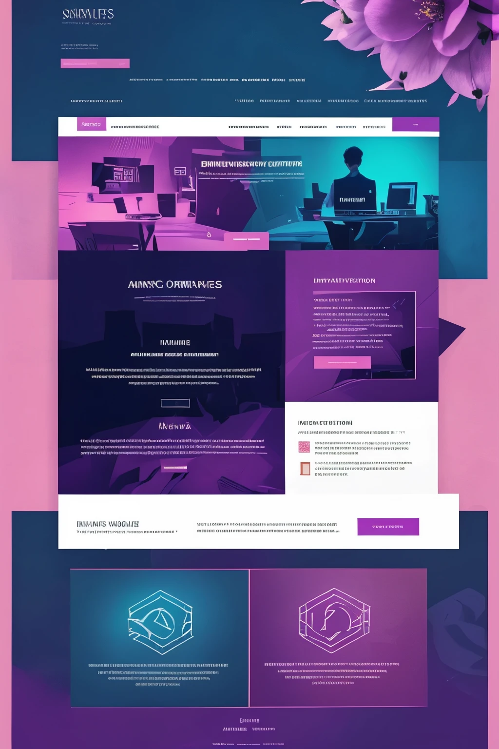 Generate a visually appealing image promoting 'Website Development Services' with a color palette emphasizing shades of purple. Ensure the image is professional and free from explicit sexual content, avoiding any representation of humans, particularly women. Include elements that convey innovation, efficiency, and expertise in website development. Utilize icons and symbols representative of the field, creating an image suitable for promotional materials and online use, highlighting excellence in website development services