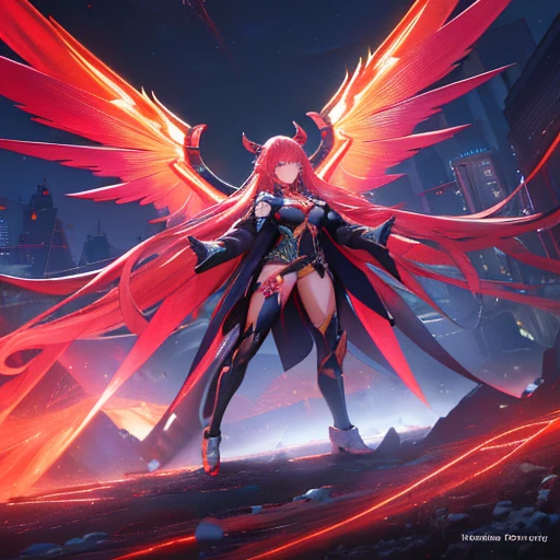 (super big eyes,long silky legs:1),Detailed lips and eyelack hair color and long flowing hair,Wearing dark clothing,Wearing a red crystal on the chest that represents strength,There a desolate city in the background,Surrounded by dimly lit neon lights,A pair of mechanical wings stretched from her back,Showing her majesty and strength,Underfoot a huge mechanical fighter plane,She possesses powerful magical power,stretch your hands forward,Surrounded by a mysterious energy field。The whole picture full of science fiction and fantasy atmosphere,Demonstrating the leadership and incredible power of girls。
Notice:
- All prompts must be described in English - Prompts cannot exceed 40 tags,60 letters - please follow the above prompt format requirements - ensure the sentence smooth and natural