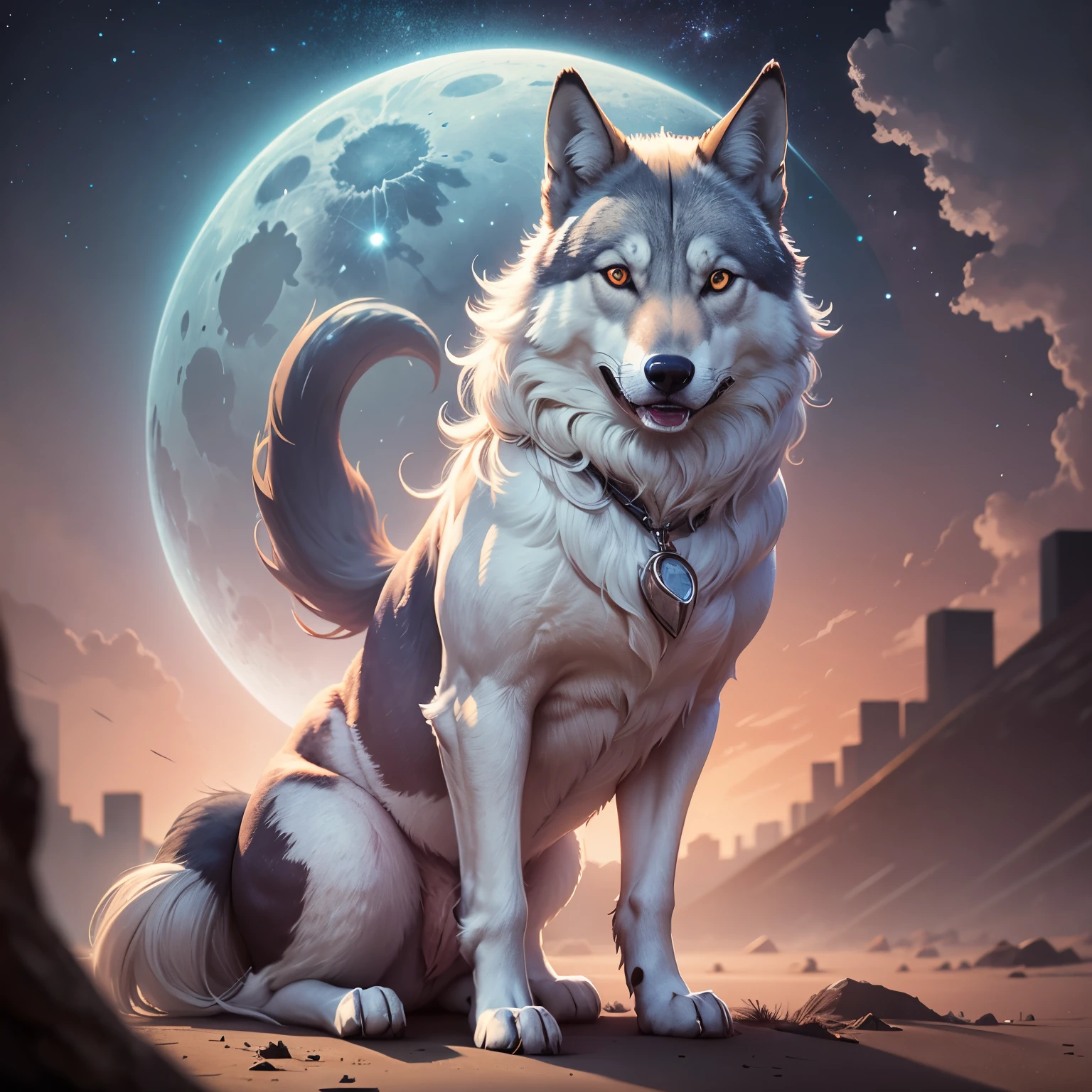 wolf in front of the moon  --auto --s2