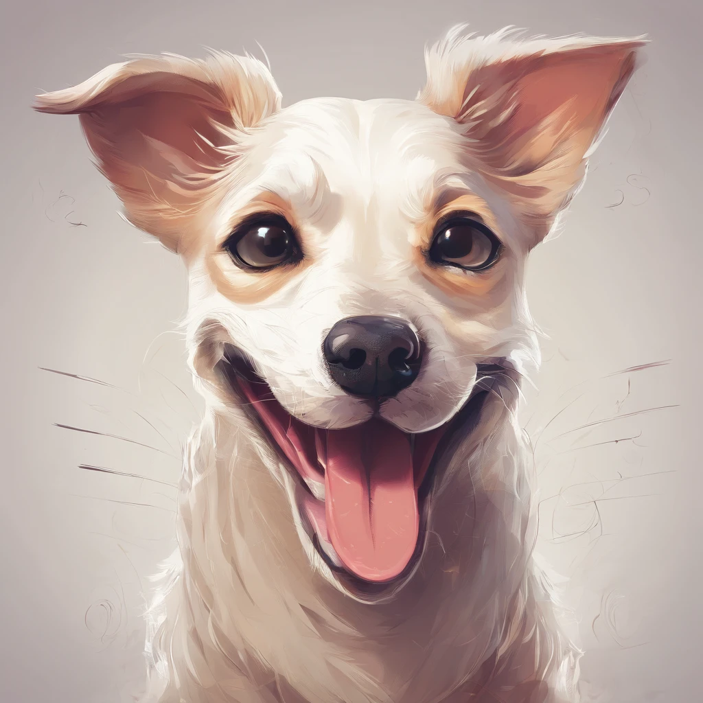 Cute cartoon dog sticking out its tongue,face photo,minimalist wind,make people love,character,filigree,realistic style