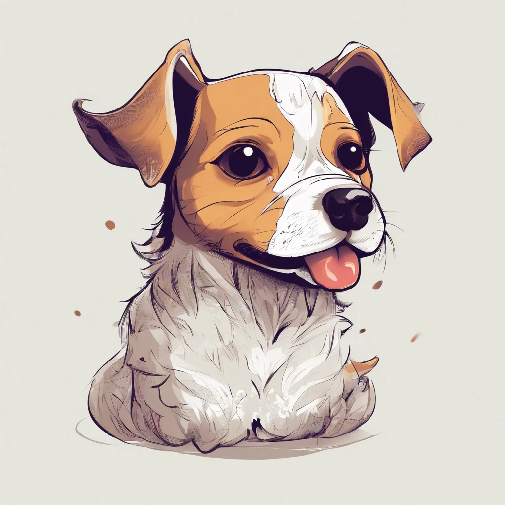 Cute cartoon dog sticking out its tongue,face photo,minimalist wind,make people love,character,filigree,realistic style