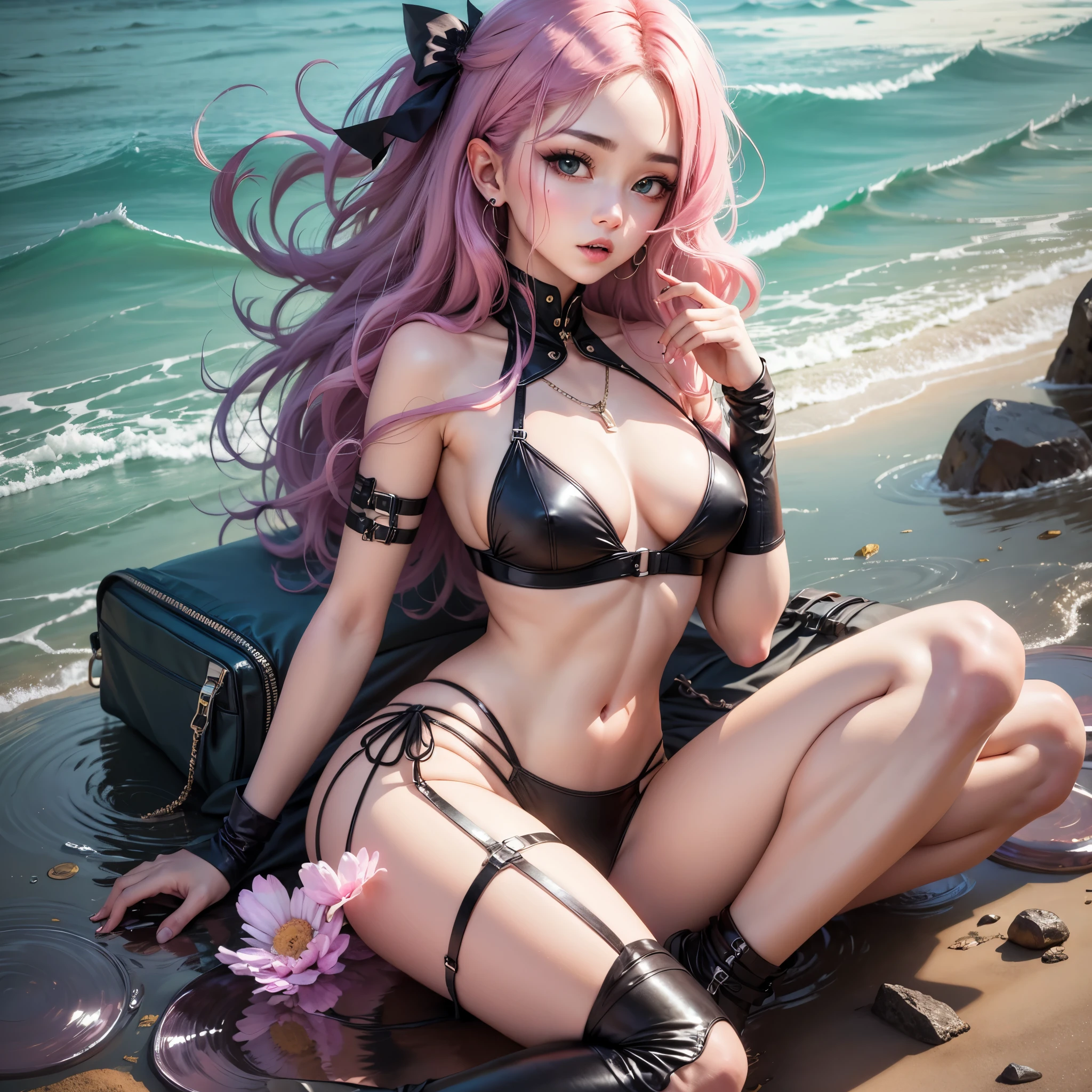 anime girl, with pink hair, ((breas aster piece)) sexy face and full body ((Bad artist)) ((legs korean)) with a ((micro)) ((bikini green)) ((High Quality))  --auto --s2