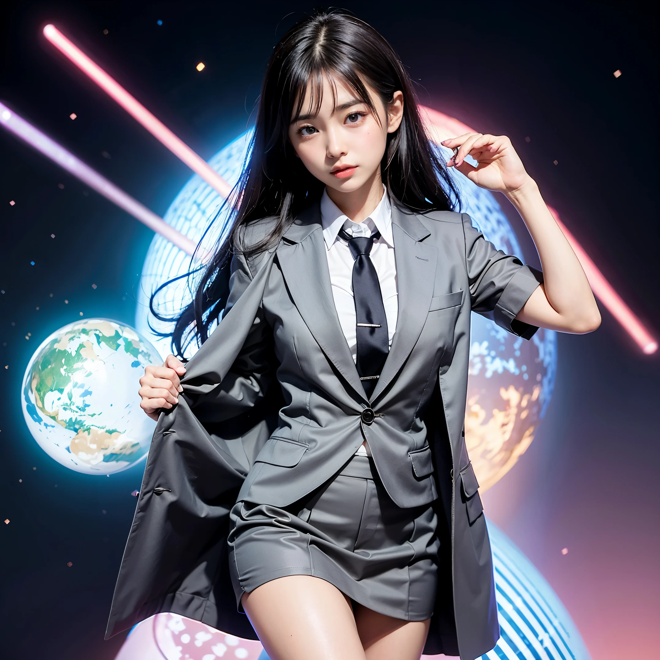 proud woman、surrounded by men、plump、Shimenawa around neck、Hands and feet are tied to the beam with ropes、rampage、angry look、detailed face、detailed hands、detailed legs、(pieces fly, highest quality:1.2), 8K, official art, chest、cute、wearing a suit、chestが見える、 planet, Trending on cgstation, 太陽系外planet, official art, mar planet,  Sakimi-chan, Five Fingers Photos&#39;body of, Full body Esbian、suit beauty、cool look、 (masterpiece) (highest quality) (be familiar with) (8K) (movie lighting) (sharp focus) (complicated)black hair、14 years old、小さいchest、laughter、incredibly stupid, (beautiful girl, cute face, turn back, gold ornaments in hair、wearing a suit、chestのクローズアップ, wearing a suit, short sleeve, gardenia, Violacea, space , looking at the viewer, film grain, chromatic aberration, オッパイsharp focus, face light, dynamic lighting, cinematic lighting, be familiar withな目と顔, (gray tie、1 part:1.2)