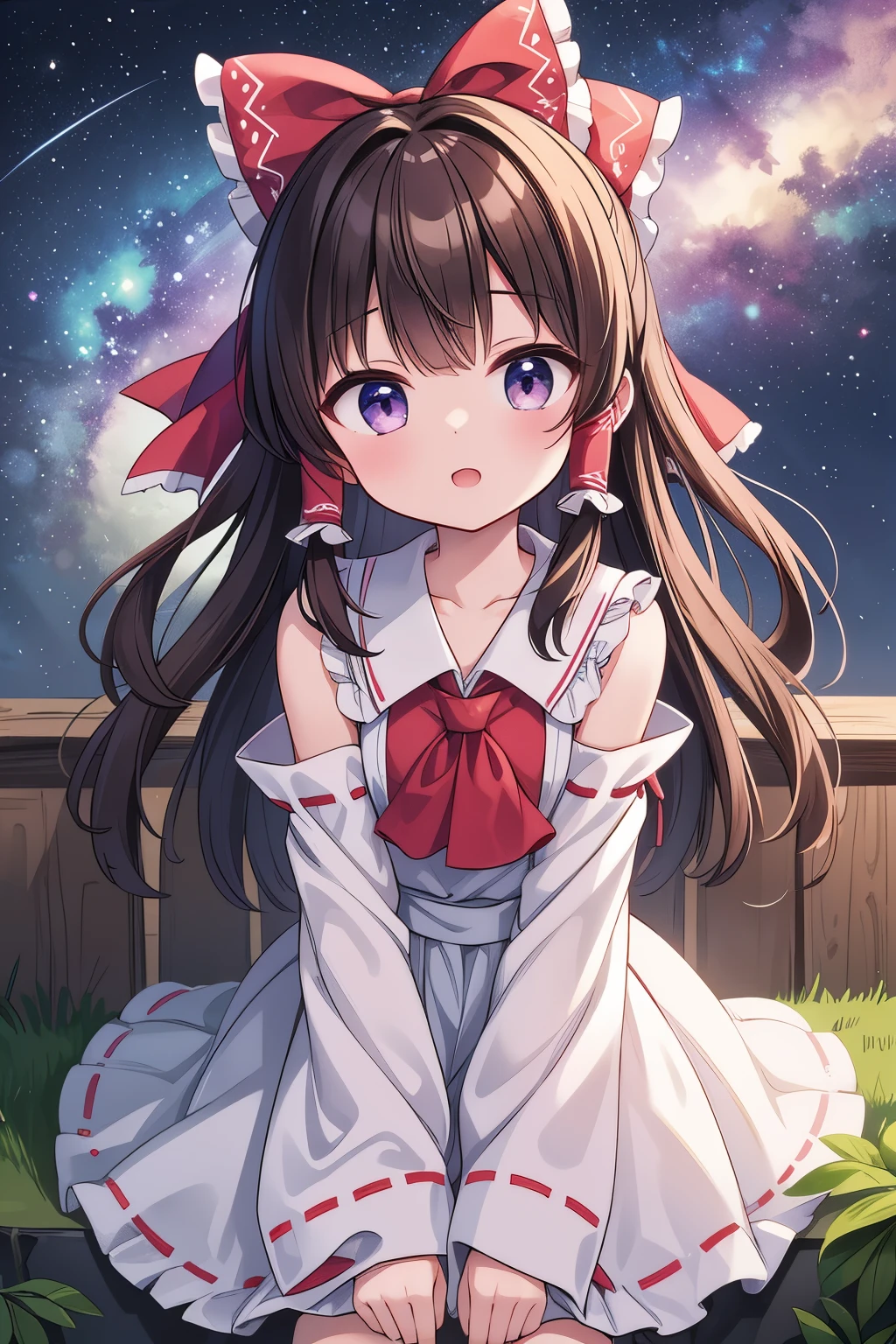 Kirisame Marisa, Hakurei Reimu, 1GirlTag, long hair, stars, milky way, brown hair