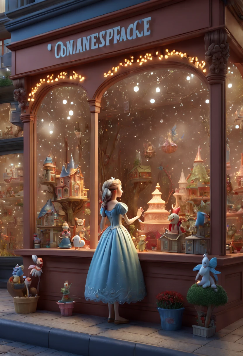 Fairy Tales, Toy Store, Window Display, octane render, enhance, intricate, (best quality, masterpiece, Representative work, official art, Professional, 8k wallpaper:1.3)