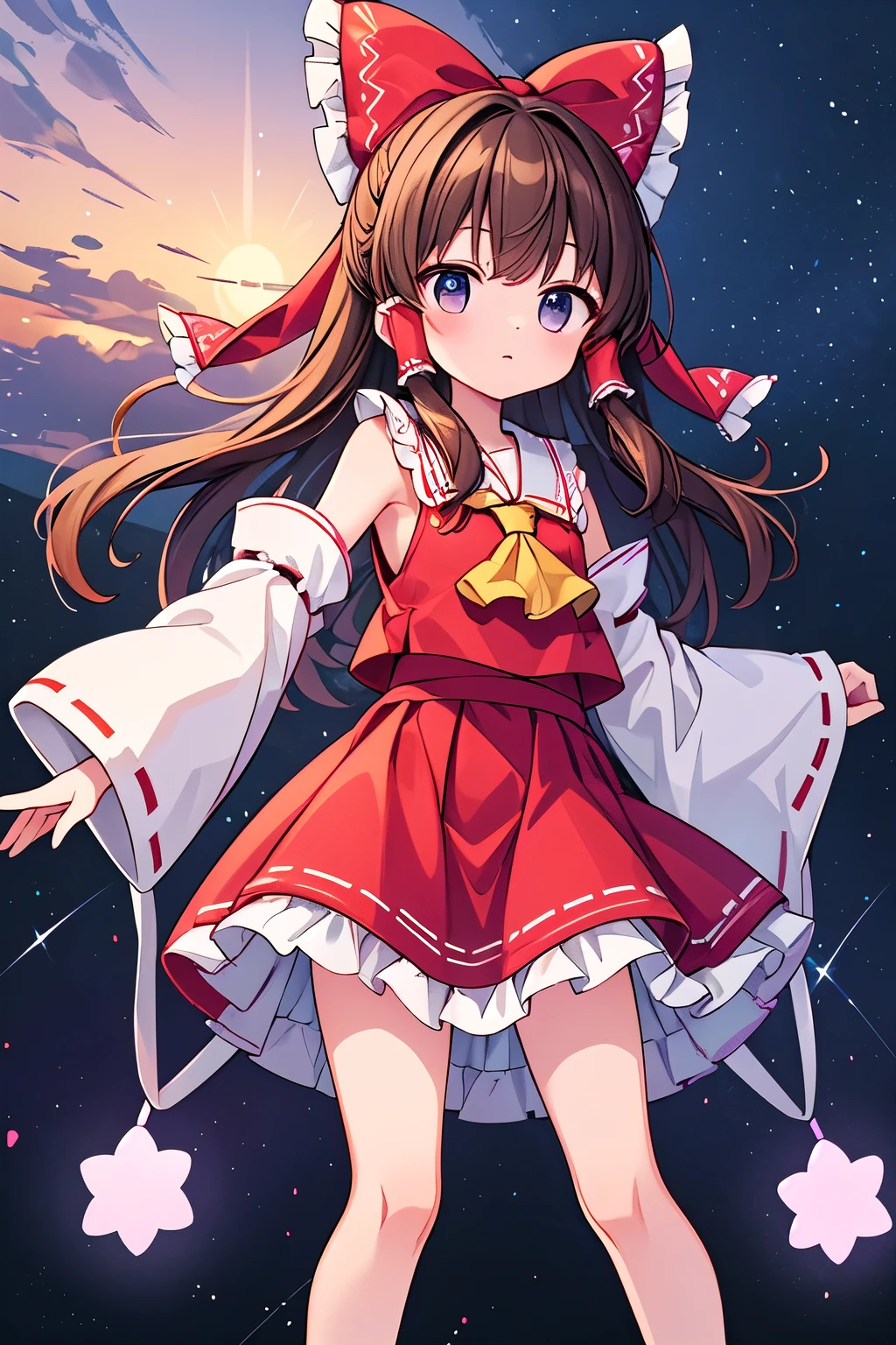 Kirisame Marisa, Hakurei Reimu, 1GirlTag, long hair, stars, milky way, brown hair