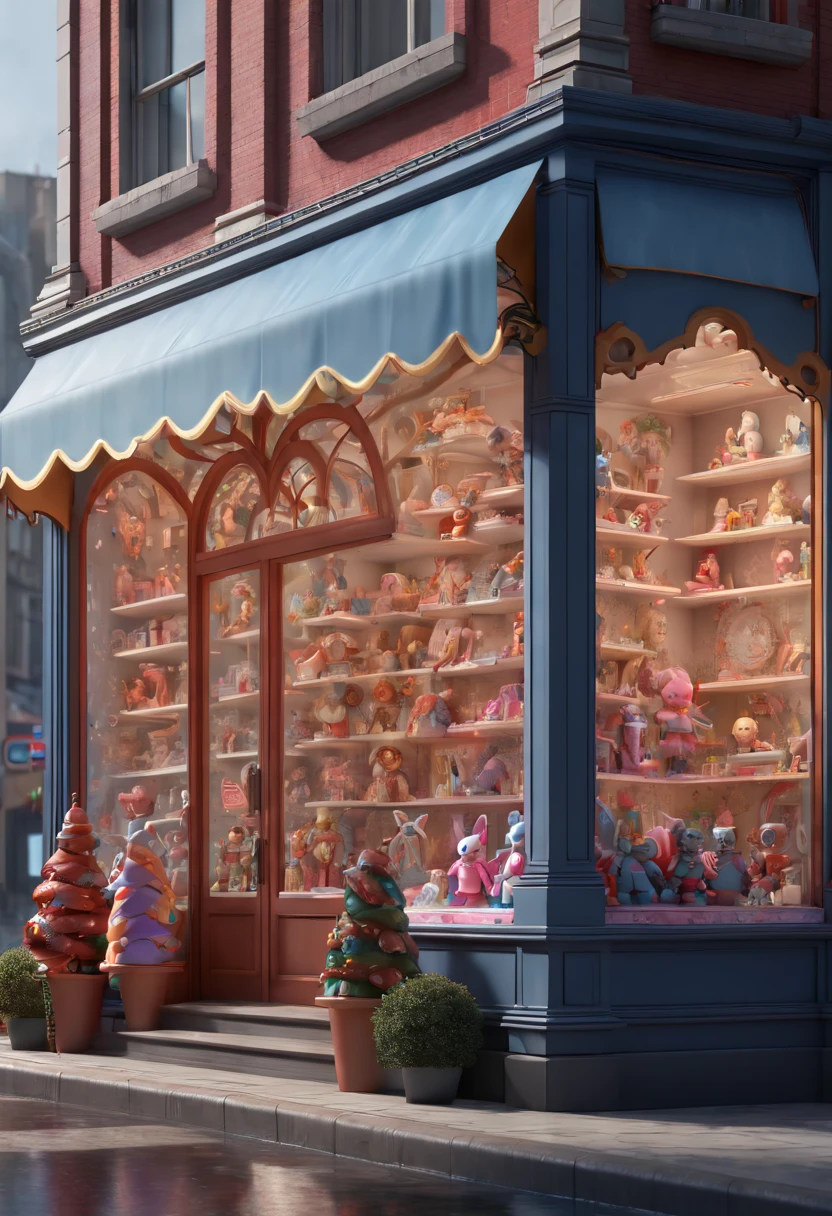 Victoria art, Toy Store, Window Display, octane render, enhance, intricate, (best quality, masterpiece, Representative work, official art, Professional, 8k wallpaper:1.3)