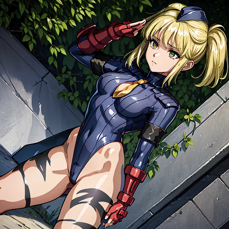 ultra-detailed, Explicit, Beautiful body, Beautiful Nose, Beautiful character design, perfect eyes, perfect face, ultra highres, 4K, beautiful legs, perfect legs, Nice hands, Perfect hand, Masterpiece, Best Quality, Highly detailed, illustration, absurdres, perfect anatomy, street fighter, doll suit, shadaloo doll, dollsuit, girls, multiple girls, expressionless, blank eyes, looking at viewer, red gloves, emotionless, black latex, corrution, mind control, female combatant, full body, hypnotized, unhappy trance, full body suit, ribbed bodysuit, both arms at side, obey, perfect female body, extremely glossy latex, hypnosis, hypnoLora, empty eyes, Mind control device, poses, submissive_pose, Slave, hat, necktie, stand up straight, standing, standing at attention, hat, necktie, belt, latex, ribbed bodysuit, thighhighs, garter belt, Fighting Stance, extending the right arm from the shoulder into the air with a straightened hand, nazi saluting, military, military saluting, salute, thigh boots, 1girl, Solo, SRWOG, blonde hair, very long hair, lipstick, mature woman, Irui Gand Eden, Close your eyes, mature look
